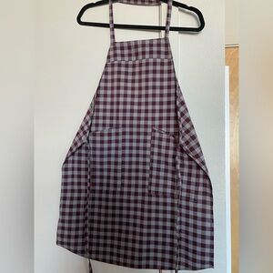 Burgundy/grey check handmade apron